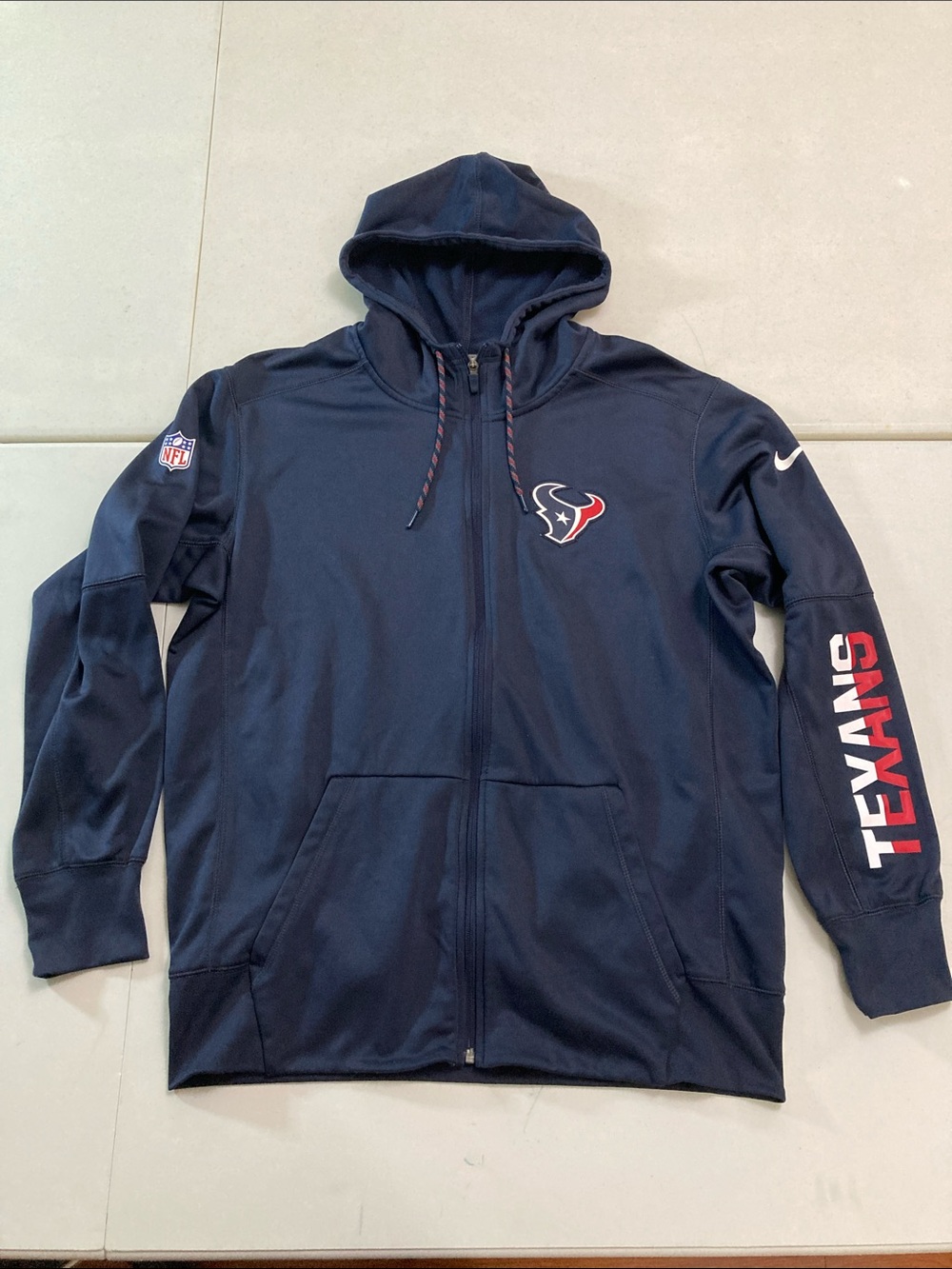 Nike Navy Houston Texans Zip Hoodie with Team Sleeve Graphic